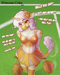 Size: 800x1000 | Tagged: suggestive, artist:cocaine, oc, oc:princess coke, alicorn, anthro, zebra, zebra alicorn, belly button, breasts, cheerleader, cheerleader outfit, clothes, dialogue, image, jpeg, pom pom, prostitute, prostitution, signature