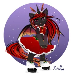 Size: 1024x1024 | Tagged: safe, artist:martazap3, derpibooru import, oc, alicorn, dracony, dragon, hybrid, pony, semi-anthro, christmas, christmas outfit, clothes, holiday, horn, image, png, skirt, solo, spread wings, wings, winter, winter outfit