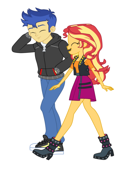 Size: 2400x3264 | Tagged: safe, artist:gmaplay, derpibooru import, flash sentry, sunset shimmer, do it for the ponygram!, equestria girls, equestria girls series, spoiler:eqg series (season 2), adorkable, cute, dork, duo, female, flashimmer, image, implied shipping, male, png, shimmerbetes, shipping, shipping fuel, simple background, straight, transparent background