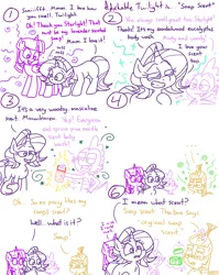 Size: 4779x6013 | Tagged: safe, artist:adorkabletwilightandfriends, derpibooru import, moondancer, spike, starlight glimmer, twilight sparkle, twilight sparkle (alicorn), alicorn, original species, scented pony, comic:adorkable twilight and friends, adorkable, adorkable twilight, anosmia, awkward, awkward moment, bragging, clothes, comic, cute, dork, friendship, glasses, happy, image, musk, png, showing off, silence, silly, slice of life, smell, smelling, sniffing, soap, soapbox, squint, sweater, upset
