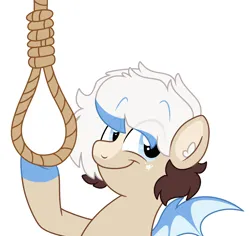 Size: 3664x3460 | Tagged: semi-grimdark, artist:slushpony, derpibooru import, oc, oc:slushpony, bat pony, hybrid, pony, image, implied suicide, looking at you, noose, png