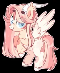 Size: 1113x1362 | Tagged: safe, artist:kreedie, derpibooru import, oc, unofficial characters only, pony, base used, black background, eye clipping through hair, eyelashes, female, horns, image, jpeg, mare, rearing, simple background, smiling, solo, wings