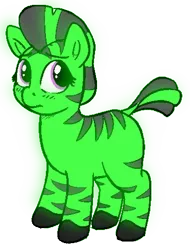 Size: 552x725 | Tagged: safe, artist:heretichesh, edit, editor:drtoughlove, oc, oc:mchafu, unofficial characters only, pony, zebra, cute, female, filly, glow, glow-in-the-dark, image, png, short tail, solo, terry davis, zilly
