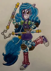 Size: 2394x3307 | Tagged: safe, artist:bozzerkazooers, derpibooru import, izzy moonbow, equestria girls, equestria girls-ified, g5, image, jpeg, solo, weapon