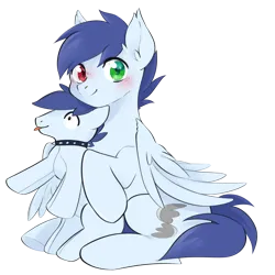 Size: 3000x3000 | Tagged: safe, artist:nekaneba, derpibooru import, oc, oc:slipstream, unofficial characters only, pegasus, derpibooru community collaboration, 2023 community collab, boofy, heterochromia, image, plushie, png, simple background, sitting, transparent background