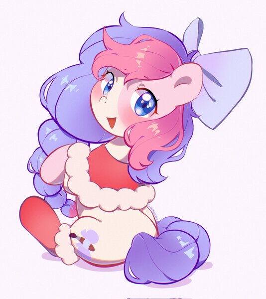 Size: 1823x2048 | Tagged: safe, artist:cherrnichka, derpibooru import, oc, unofficial characters only, earth pony, bow, christmas, christmas stocking, hair bow, holiday, image, jpeg, solo