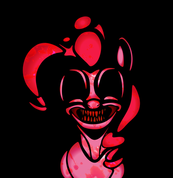 Size: 1980x2030 | Tagged: semi-grimdark, artist:isaac_pony, derpibooru import, pinkie pie, demon, earth pony, necromorph, pony, undead, zombie, black background, blood, creepy, creepy smile, creepypasta, dead space, female, image, laughing, looking at you, mouth, mutated zombie, nightmare fuel, open mouth, png, shadow, sharp teeth, simple background, smiling, smiling at you, smiling necromorph pie, solo, teeth, vector