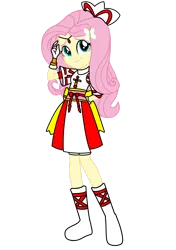 Size: 1280x1814 | Tagged: safe, artist:omegaridersangou, derpibooru import, fluttershy, human, equestria girls, equestria girls series, clothes, clothes swap, female, image, kaitou jeanne, phantom thief jeanne, png, simple background, solo, transparent background, uniform