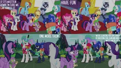 Size: 4400x2475 | Tagged: safe, derpibooru import, edit, edited screencap, editor:quoterific, screencap, applejack, fluttershy, pinkie pie, princess celestia, princess luna, rainbow dash, rarity, spike, twilight sparkle, twilight sparkle (alicorn), alicorn, dragon, earth pony, pegasus, pony, unicorn, between dark and dawn, alternate hairstyle, clothes, concerned, confident, ethereal mane, ethereal tail, eyes closed, eyeshadow, female, flying, frown, grin, guardsmare, hair bun, hairband, hawaiian shirt, image, luggage, makeup, male, mane six, mare, nervous, open mouth, open smile, png, ponytail, royal guard, scroll, shirt, smiling, tail, twilighting, unicorn royal guard, worried
