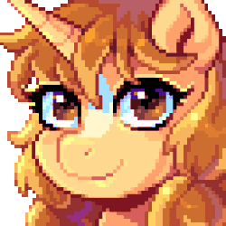 Size: 320x320 | Tagged: safe, artist:hikkage, derpibooru import, oc, oc:morning latte, unofficial characters only, pony, unicorn, animated, bust, ear twitch, female, gif, icon, image, looking at you, mare, pigtails, pixel art, portrait, smiling, solo
