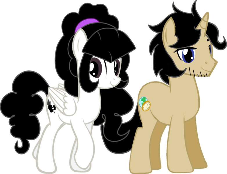 Size: 1419x1089 | Tagged: safe, artist:archooves, derpibooru import, oc, oc:dio, oc:marie, pegasus, pony, unicorn, derpibooru community collaboration, 2023 community collab, adult, brothers, duo, female, horn, image, male, mare, pegasus oc, png, siblings, simple background, stallion, transparent background, unicorn oc, wings