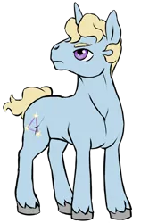 Size: 800x1200 | Tagged: safe, artist:multiverseequine, derpibooru import, oc, oc:tristar, unofficial characters only, pony, unicorn, blonde, daybreak island, derpibooru exclusive, full body, hooves, horn, image, looking back, male, png, purple eyes, simple background, solo, stallion, standing, transparent background, unicorn oc, unshorn fetlocks