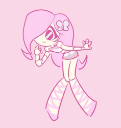 Size: 1072x1129 | Tagged: safe, artist:rileyav, derpibooru import, fluttershy, robot, equestria girls, crossover, cute, female, gynoid, image, jenny wakeman, jpeg, my life as a teenage robot, pink background, roboticization, shyabetes, simple background, smiling, soft color, solo