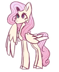 Size: 360x444 | Tagged: safe, artist:butterfly-mak, derpibooru import, oc, oc:orchid monandra, unofficial characters only, pegasus, pony, colored ears, colored hooves, female, heterochromia, image, magical lesbian spawn, mare, no mouth, offspring, parent:fleur-de-lis, parent:fluttershy, parents:flutter de lis, pegasus oc, png, simple background, solo, white background, wings