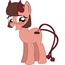 Size: 1200x1200 | Tagged: safe, artist:cdv, derpibooru import, oc, oc:akiko, unofficial characters only, pony, succubus, derpibooru community collaboration, 2023 community collab, derpibooru exclusive, freckles, image, png, simple background, smiling, solo, transparent background