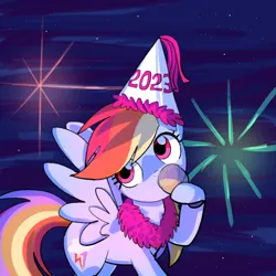 Size: 1200x1200 | Tagged: safe, artist:andromedasparkz, derpibooru import, rainbow dash, pegasus, pony, 2023, female, image, new year, png, solo