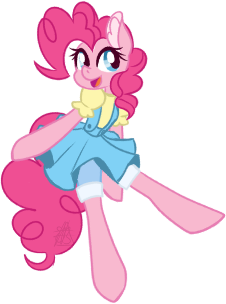 Size: 710x954 | Tagged: safe, artist:butterfly-mak, derpibooru import, pinkie pie, earth pony, pony, semi-anthro, clothes, colored ears, denim, denim skirt, ear fluff, female, image, mare, png, simple background, skirt, solo, transparent background