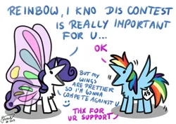 Size: 1024x725 | Tagged: safe, artist:julunis14, derpibooru import, rainbow dash, rarity, pegasus, pony, unicorn, series:my little honses, sonic rainboom (episode), :v, butterfly wings, dialogue, duo, duo female, female, glimmer wings, image, jpeg, mare, open mouth, parody, silly, simple background, smiley face, white background, wings