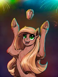 Size: 810x1080 | Tagged: safe, artist:jehr, derpibooru import, earth pony, pony, fireworks, image, jpeg, secret santa, solo