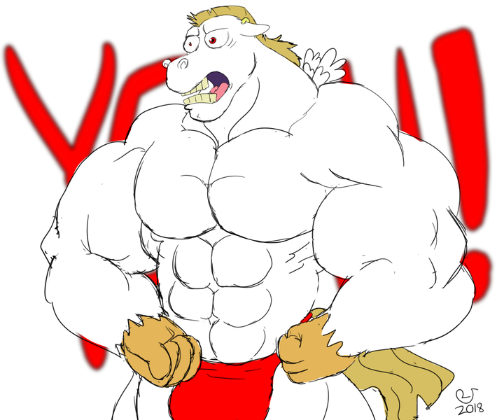 Size: 1062x885 | Tagged: suggestive, artist:caseyljones, derpibooru import, bulk biceps, anthro, pegasus, clothes, crotch bulge, image, jpeg, male, muscles, muscular male, red underwear, solo, solo male, underwear, yeah