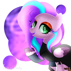 Size: 2048x2048 | Tagged: safe, artist:harmonyvitality-yt, derpibooru import, oc, unofficial characters only, pegasus, pony, base used, clothes, colored wings, eyelashes, female, image, makeup, mare, pegasus oc, png, raised hoof, simple background, solo, transparent background, two toned wings, underhoof, wings