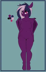 Size: 2805x4316 | Tagged: safe, artist:arume_lux, derpibooru import, oc, oc:vim, anthro, bat pony, breasts, commission, featureless breasts, female, image, png, reference sheet, solo