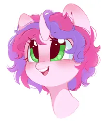 Size: 916x1056 | Tagged: safe, artist:melodylibris, derpibooru import, oc, oc:melody (melodylibris), unofficial characters only, pony, unicorn, blushing, cute, ear blush, female, image, jpeg, mare, ocbetes, open mouth, open smile, simple background, smiling, solo, white background