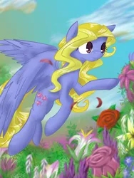 Size: 768x1024 | Tagged: safe, artist:timeywimeywhooves, derpibooru import, lily blossom, pegasus, pony, female, image, mare, png, scenery, solo