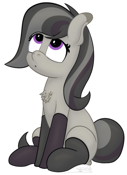 Size: 1492x2048 | Tagged: safe, artist:soctavia, derpibooru import, oc, oc:rocky karst, earth pony, kirin, pony, derpibooru community collaboration, 2023 community collab, clothes, female, image, looking up, mare, png, simple background, sitting, socks, solo, transparent background