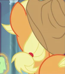 Size: 628x719 | Tagged: episode needed, safe, derpibooru import, screencap, applejack, earth pony, pony, applebutt, butt, cropped, female, image, jpeg, levitation, magic, mare, plot, rear view, telekinesis