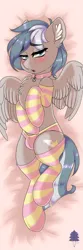 Size: 2953x8859 | Tagged: suggestive, artist:lostinthetrees, derpibooru import, oc, oc:summer memory, unofficial characters only, body pillow, clothes, dakimakura cover, image, panties, png, socks, solo, striped socks, underwear