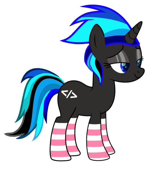 Size: 2372x2536 | Tagged: safe, artist:nooneknown_pl, derpibooru import, oc, oc:source code, pony, unicorn, base used, clothes, derpibooru exclusive, female, image, lidded eyes, mare, png, simple background, socks, transparent background, watermark