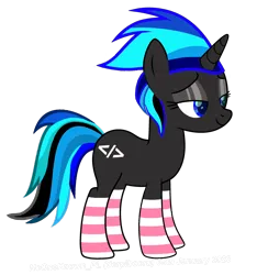 Size: 2372x2536 | Tagged: safe, artist:nooneknown_pl, derpibooru import, oc, oc:source code, pony, unicorn, base used, clothes, derpibooru exclusive, female, image, lidded eyes, mare, png, simple background, socks, transparent background, watermark