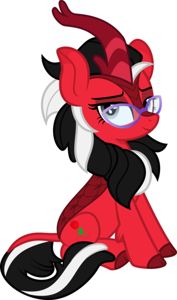 Size: 1800x3047 | Tagged: safe, derpibooru import, oc, oc:rosalia, unofficial characters only, kirin, pony, derpibooru community collaboration, 2023 community collab, female, glasses, image, kirinified, mare, png, solo, species swap