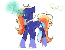 Size: 1280x973 | Tagged: safe, artist:420bees, derpibooru import, oc, unofficial characters only, pony, unicorn, bolo tie, glow, glowing horn, hat, horn, image, levitation, magic, offspring, parent:big macintosh, parent:trixie, parents:trixmac, png, simple background, telekinesis, transparent background, unicorn oc