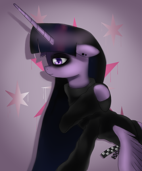 Size: 5000x6000 | Tagged: safe, artist:gentleshy, derpibooru import, twilight sparkle, twilight sparkle (alicorn), alicorn, pony, clothes, emo, emo twilight, image, png, solo, sweater, upscaled