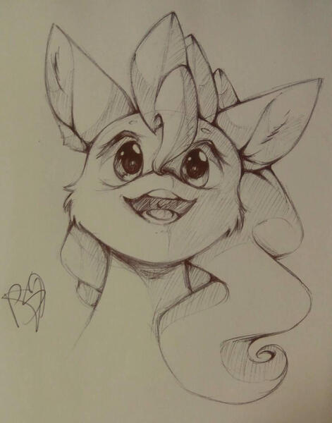 Size: 1059x1348 | Tagged: safe, artist:prettyshinegp, derpibooru import, pinkie pie, earth pony, pony, :d, bust, ear fluff, female, image, jpeg, mare, open mouth, open smile, signature, smiling, solo, traditional art