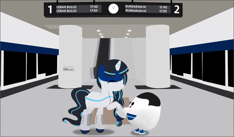 Size: 4096x2396 | Tagged: safe, artist:indonesiarailroadpht, derpibooru import, oc, oc:ratangga, ponified, object pony, original species, pony, train pony, unicorn, image, jpeg, mrt, mrt jakarta, train