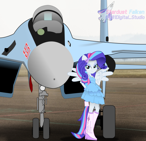 Size: 3102x3000 | Tagged: safe, artist:rarity3257, derpibooru import, rarity, oc, oc:stardust falken, ponified, alicorn, human, original species, pony, equestria girls, ace combat, bedroom eyes, equestria girls-ified, eyebrows, eyeshadow, fall formal outfits, heart eyes, high res, image, jet, jet fighter, looking at you, makeup, military aviation, png, real life background, smiling, smiling at you, solo, su-35, su-35 super flanker, su-35s, sukhoi, wingding eyes