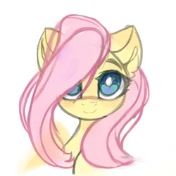 Size: 4096x4096 | Tagged: safe, artist:jfrxd, derpibooru import, fluttershy, pegasus, pony, blushing, bust, hair over one eye, image, looking at you, png, simple background, smiling, smiling at you, solo, white background