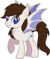 Size: 1030x1228 | Tagged: safe, artist:lightningbolt, derpibooru import, oc, oc:aero soarer, unofficial characters only, bat pony, pony, derpibooru community collaboration, .svg available, 2023 community collab, chest fluff, derpibooru exclusive, ear fluff, fangs, image, looking at you, male, png, raised hoof, simple background, slit pupils, solo, spread wings, stallion, standing, tail, transparent background, vector, wings