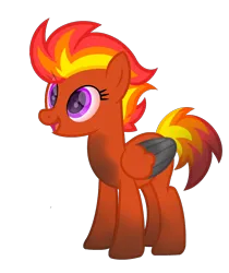 Size: 1510x1801 | Tagged: safe, artist:ponkus, derpibooru import, oc, pegasus, pony, derpibooru community collaboration, 2023 community collab, ash, colored wings, fiery mane, fiery tail, grey feathers, image, magenta eyes, mohawk, pegasus oc, png, short tail, show accurate, solo, soot, tail, two toned wings, wings