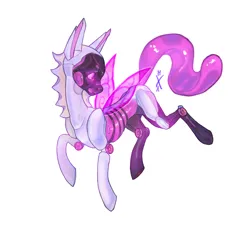 Size: 7060x6460 | Tagged: safe, artist:kisullkaart, derpibooru import, oc, pegasus, pony, robot, bubble, cyberpunk, image, pink, png, shy