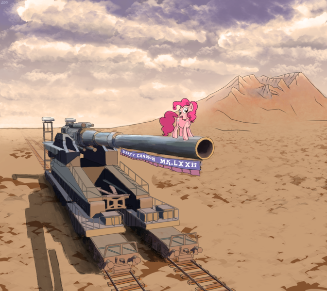 Size: 4400x3920 | Tagged: safe, artist:zvuki, derpibooru import, pinkie pie, desert, image, party cannon, png