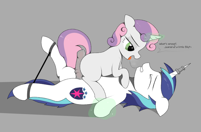 Size: 2681x1763 | Tagged: explicit, grimdark, artist:filly fantastique, derpibooru import, shining armor, sweetie belle, pony, unicorn, age difference, blank flank, bondage, butt, cum, domination, drool, drool string, female, female on male, female on male rape, filly, foal, foalcon, foaldom, forced, glow, glowing horn, gray background, horn, horn ring, hotdogging, image, infidelity, jewelry, leash, magic, magic abuse, magical bondage, male, nudity, penis, png, rape, reverse foalcon, ring, sex, shiningbelle, shiningsub, shipping, simple background, stallion, straight, sweetiedom, talking, telekinesis, underage