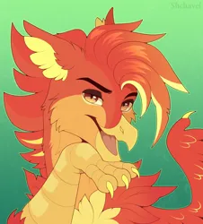 Size: 3372x3732 | Tagged: safe, artist:shchavel, derpibooru import, oc, unofficial characters only, gryphon, bust, claws, image, png, portrait, wings