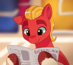 Size: 1494x1319 | Tagged: safe, artist:malarkey, derpibooru import, sprout cloverleaf, earth pony, pony, g5, image, male, newspaper, png, solo, stallion