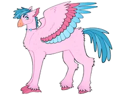 Size: 1280x960 | Tagged: safe, artist:s0ftserve, derpibooru import, oc, oc:twirly pearl, classical hippogriff, hippogriff, hybrid, colored wings, image, interspecies offspring, magical lesbian spawn, male, multicolored wings, offspring, parent:pinkie pie, parent:princess skystar, parents:skypie, png, simple background, solo, transparent background, wings