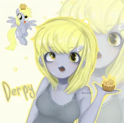 Size: 1557x1545 | Tagged: safe, artist:milablon1, derpibooru import, derpy hooves, pegasus, pony, equestria girls, anime style, cute, derpabetes, female, food, human ponidox, image, jpeg, mare, muffin, outline, pony coloring, self paradox, self ponidox, tongue out