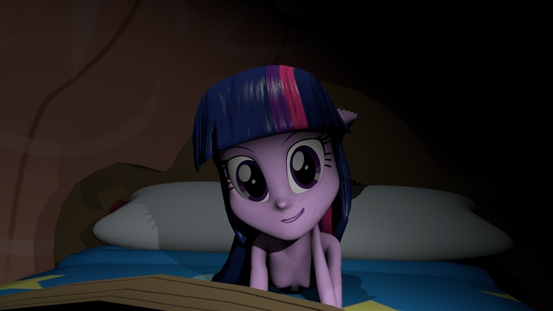 Size: 3840x2160 | Tagged: questionable, artist:wissle, derpibooru import, twilight sparkle, human, equestria girls, 3d, artistic nudity, bed, blanket, breasts, casual nudity, complete nudity, feet, female, golden oaks library, grin, high res, image, jpeg, legs in air, library, looking at you, lying down, nipples, nudity, on bed, pillow, prone, smiling, smug, solo, solo female, source filmmaker, twilight's bedroom
